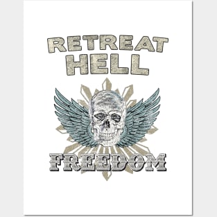 ✪ RETREAT HELL ✪ Vintage Marine Corps slogan emblem insignia Posters and Art